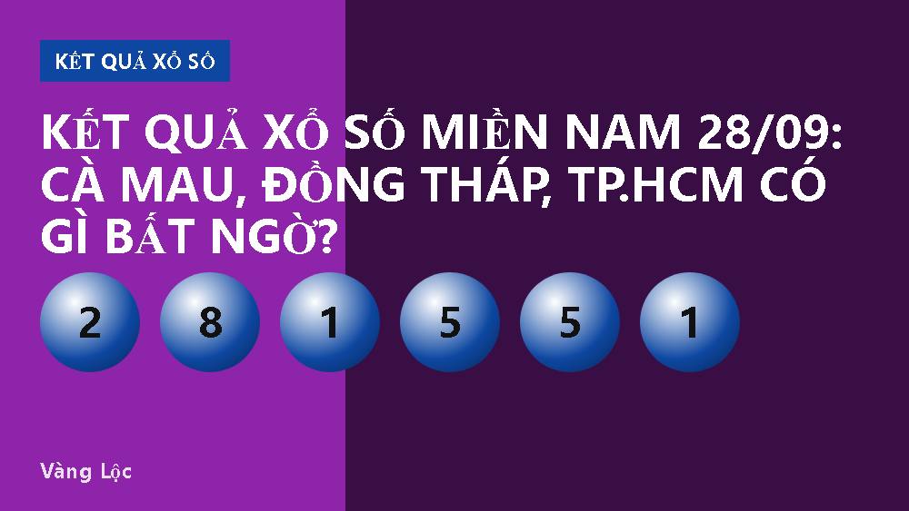 Kết quả xổ số miền Nam 28/09: Cà Mau, Đồng Tháp, TP.HCM có gì bất ngờ?